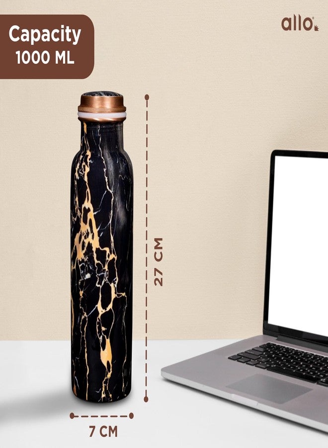 Allo Pure Copper Water Bottle 1 Litre Copper Bottle | Alkaline and Anti Oxidant | 100% Leak Proof, Office, Gym Bottle, Modern Tamba Bottle for Adults, Best Gift for Diwali (Black Natural Marble) - Image 5